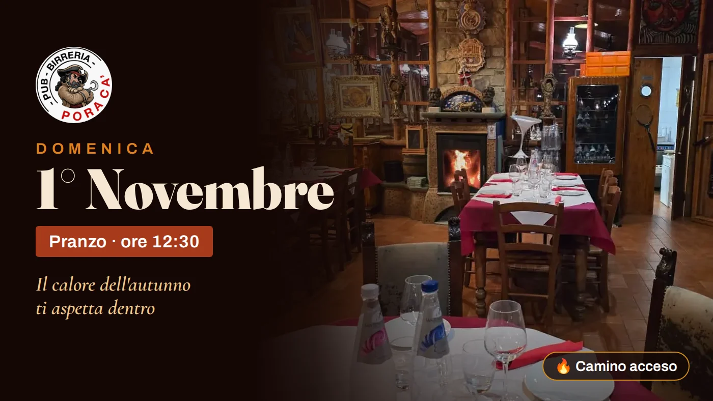Locandina del pranzo di domenica 1° novembre 2026 alla Pora Cà
