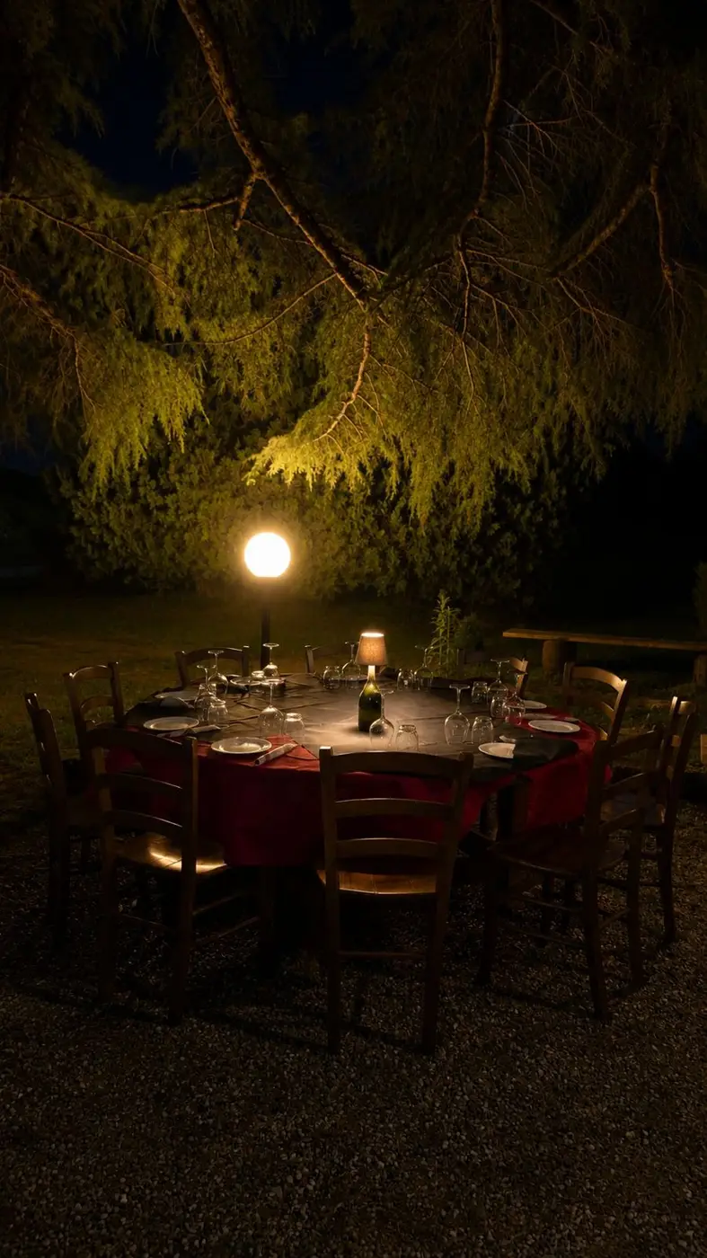 Il giardino della Pora Cà di sera